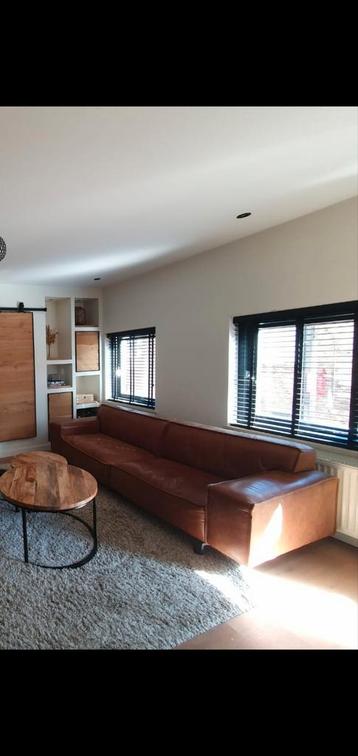 Bruine leren bank - 230 cm lang beschikbaar voor biedingen