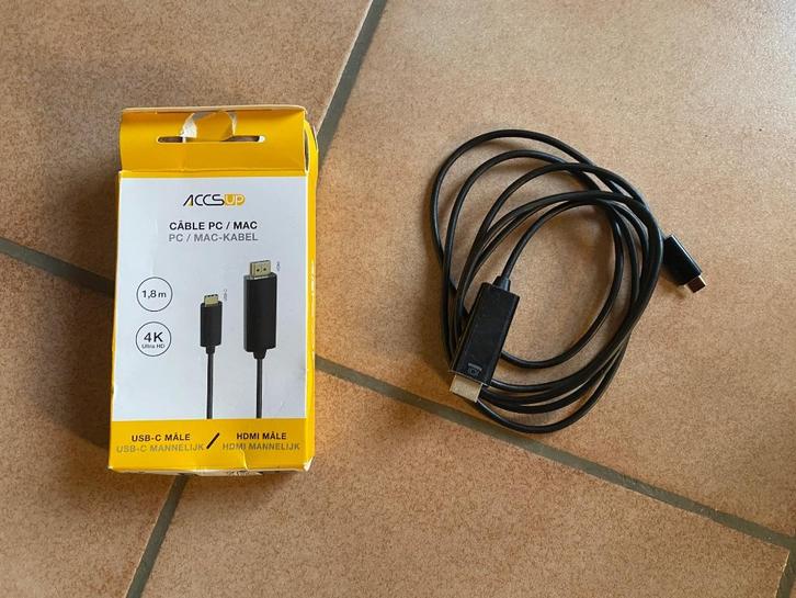AccSup-kabel PC/Mac USB-C male/HDMI male 1.80M Nieuw, Computers en Software, Pc- en Netwerkkabels, Nieuw, Verzenden
