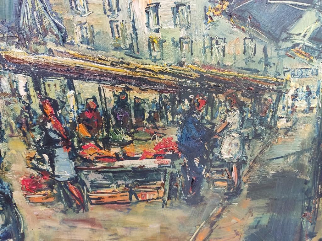 Regnier de Herde " Marché de Honfleur" 1972, Antiek en Kunst, Kunst | Schilderijen | Klassiek, Ophalen of Verzenden