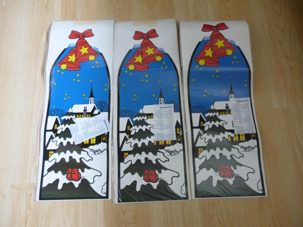 kerst raamstickers dorp kerstboom NIEUW 6 stuks, Diversen, Ophalen of Verzenden, Nieuw