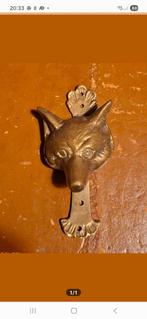 Antieke koperen deurklopper vos, Ophalen of Verzenden