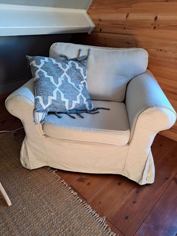 Ikea Ektorp fauteuil gebroken wit, Huis en Inrichting, Fauteuils, Gebruikt, 75 tot 100 cm, 75 tot 100 cm, Ophalen
