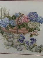 Geborduurd & ingelijst hyacinten- groot - ophalen, Ophalen, Zo goed als nieuw, Overige typen