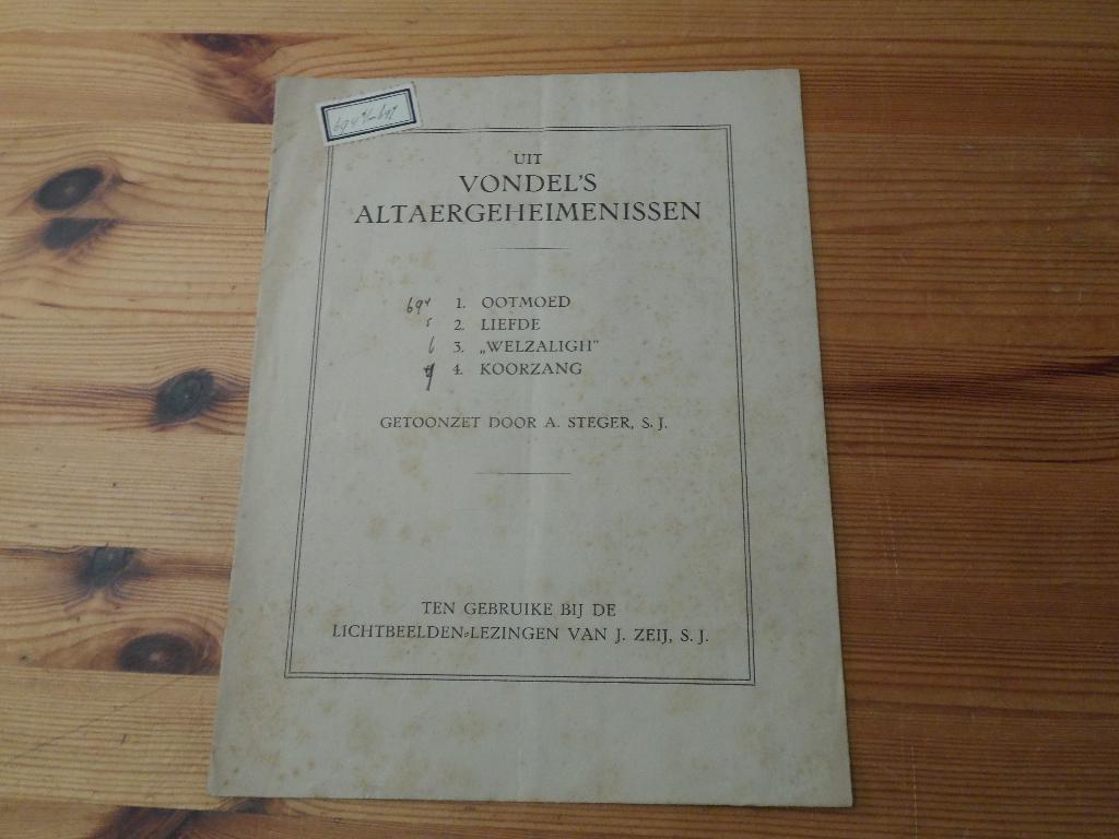 Vondel's altaergeheimnissen - a. Steger, Zang, Gebruikt, Ophalen of Verzenden, Religie en Gospel