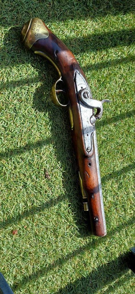 Antiek pistool met messing details, Ophalen of Verzenden