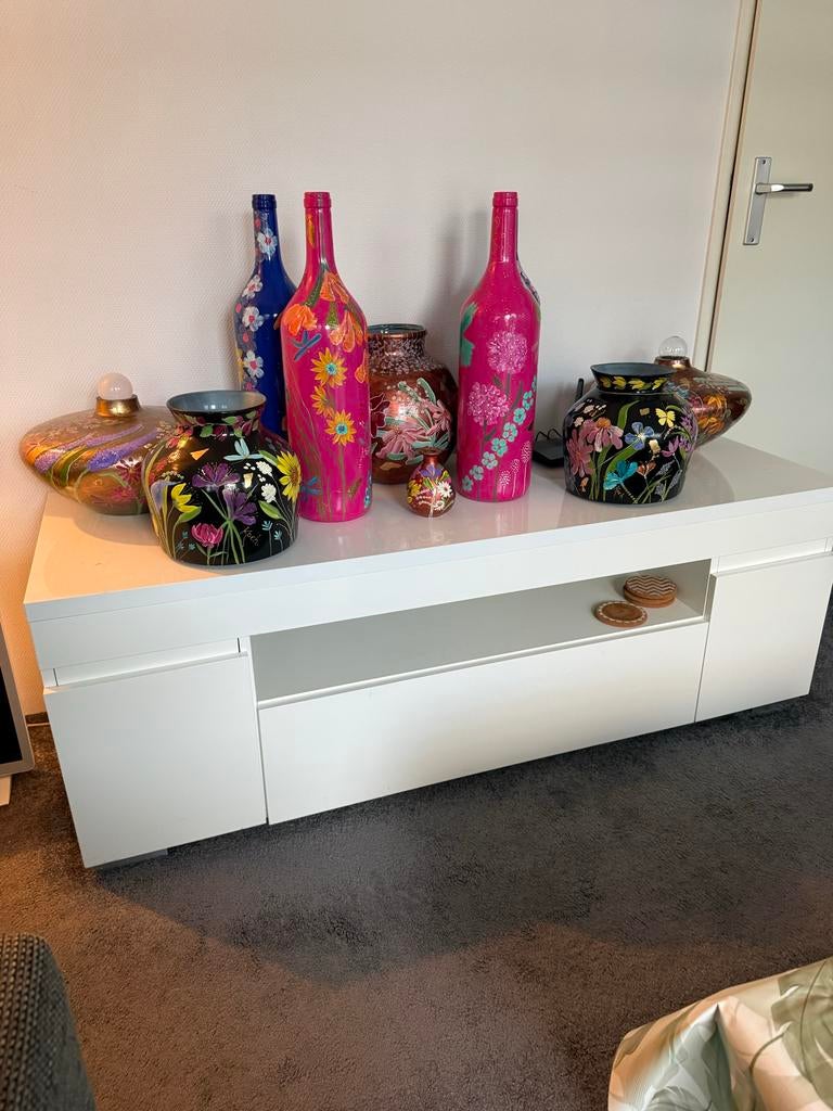 Decoratieve vazen en flessen, handgeschilderd, Ophalen of Verzenden