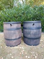 2 stuks Houtlook kunststof regenton met kraan, Tuin en Terras, Regentonnen, 75 tot 150 liter, Ophalen of Verzenden, Gebruikt, Met kraantje