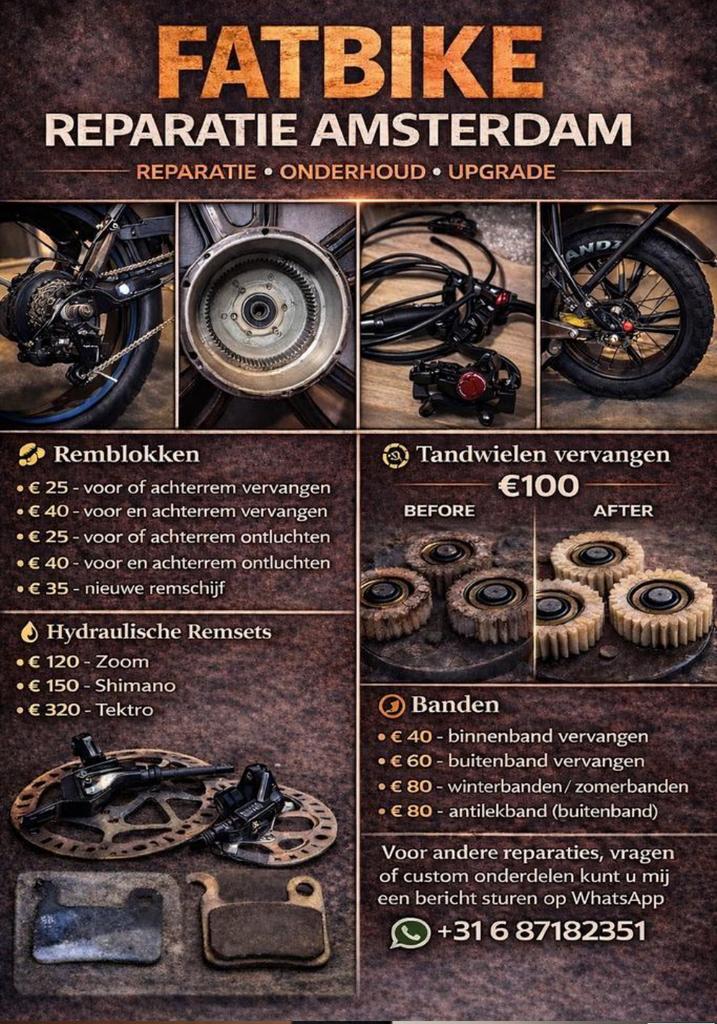 FATBIKE REPARATIE AMSTERDAM +31 687182351, Ophalen of Verzenden, Nieuw, Fatbike, Wiel