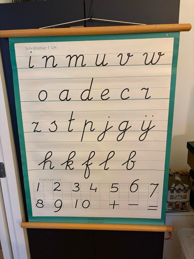 Oude Schoolplaat Letters en Cijfers, Antiek en Kunst, Antiek | Schoolplaten, Ophalen of Verzenden, Overige thema's