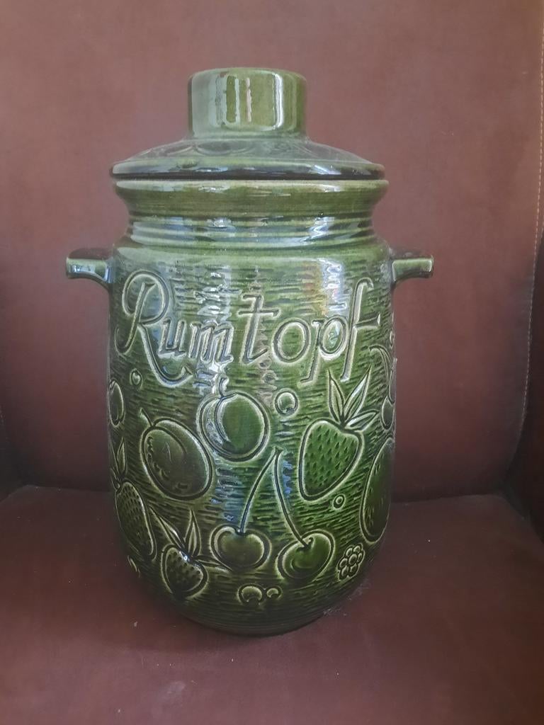 West-Germany Rumtopf pot donkergroen met fruit, Ophalen of Verzenden