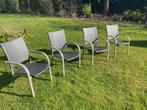 4 stapelbare tuinstoelen - Wicker en metaal, Tuin en Terras, Ophalen, Gebruikt, Wicker, Stapelbaar