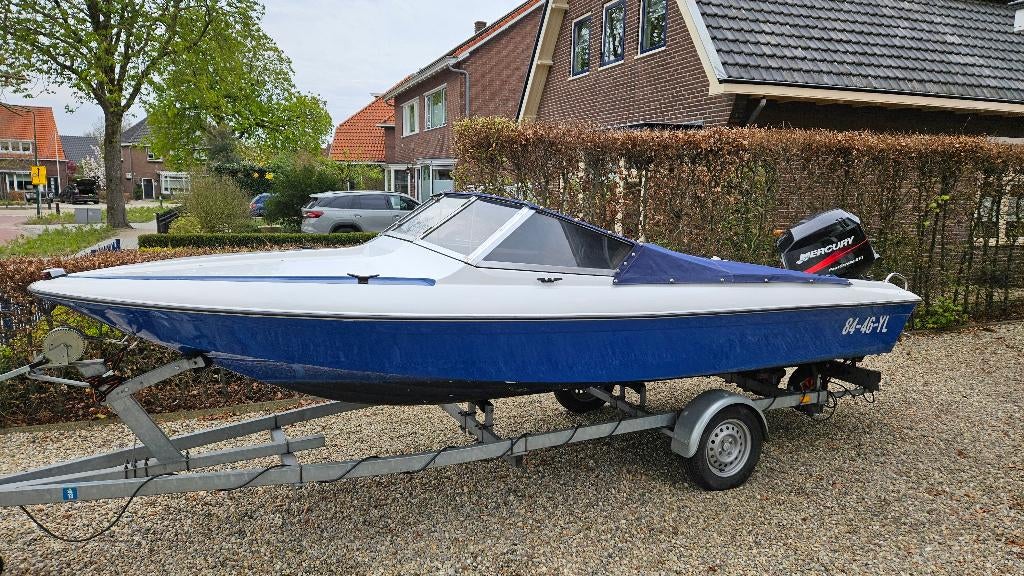 Speedboot met Mercury 60pk 4-takt + trailer – vaarklaar!, Watersport en Boten, Ophalen, Gebruikt, 50 pk of meer, Snelvarend