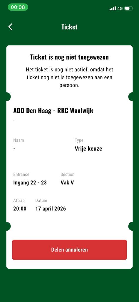 Ticket Ado-Rkc, Eén persoon