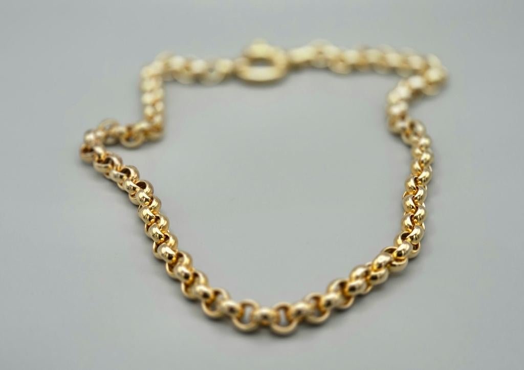 Gouden vintage jasseron schakel collier. 2025/625. 28.7 gram, ., Ophalen of Verzenden, Zo goed als nieuw, .