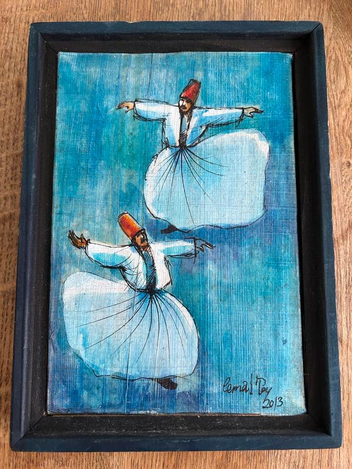 Schilderij van Derwisjen - Cemal Bey 2013 gesigneerd, Antiek en Kunst, Kunst | Schilderijen | Modern, Ophalen