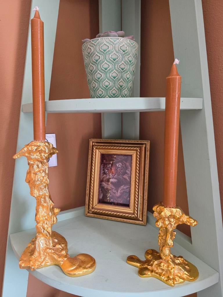 2 kandelaars goud Pols Potten, Huis en Inrichting, Woonaccessoires | Etagères, Ophalen of Verzenden, Zo goed als nieuw