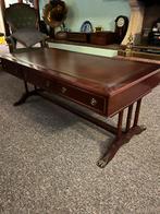 Antiek Salontafel met Leren Blad - Klassiek Design, Ophalen of Verzenden