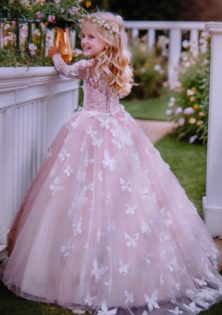 Prachtige Vlinder Jurk Communie Bruidsmeisje 8/9 jaar, Ophalen of Verzenden, Zo goed als nieuw, Onbekend, Meisje