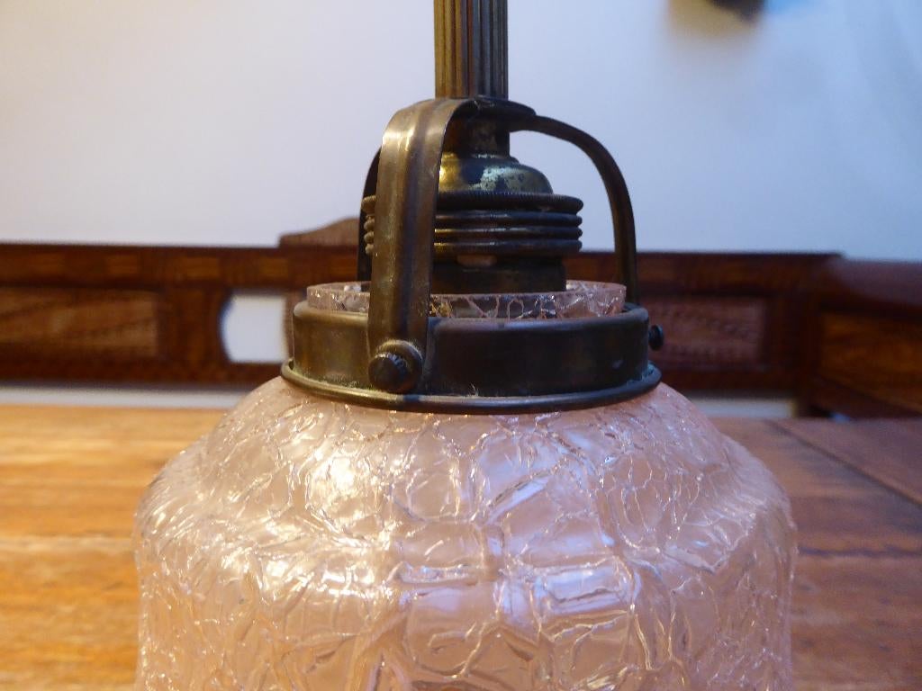 Art deco lampje, messing en glas, Antiek en Kunst, Ophalen of Verzenden