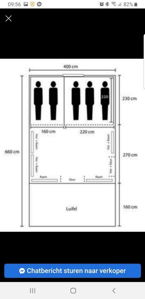 Te koop zware katoenen tunneltent met dik alluminium frame, Caravans en Kamperen, Tenten, Ophalen, Gebruikt, Tot en met 4
