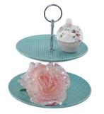 Etagere 2 lagen / Presenteerschaal - Aqua blauw - 18x22cm, Huis en Inrichting, Woonaccessoires | Etagères, Ophalen of Verzenden