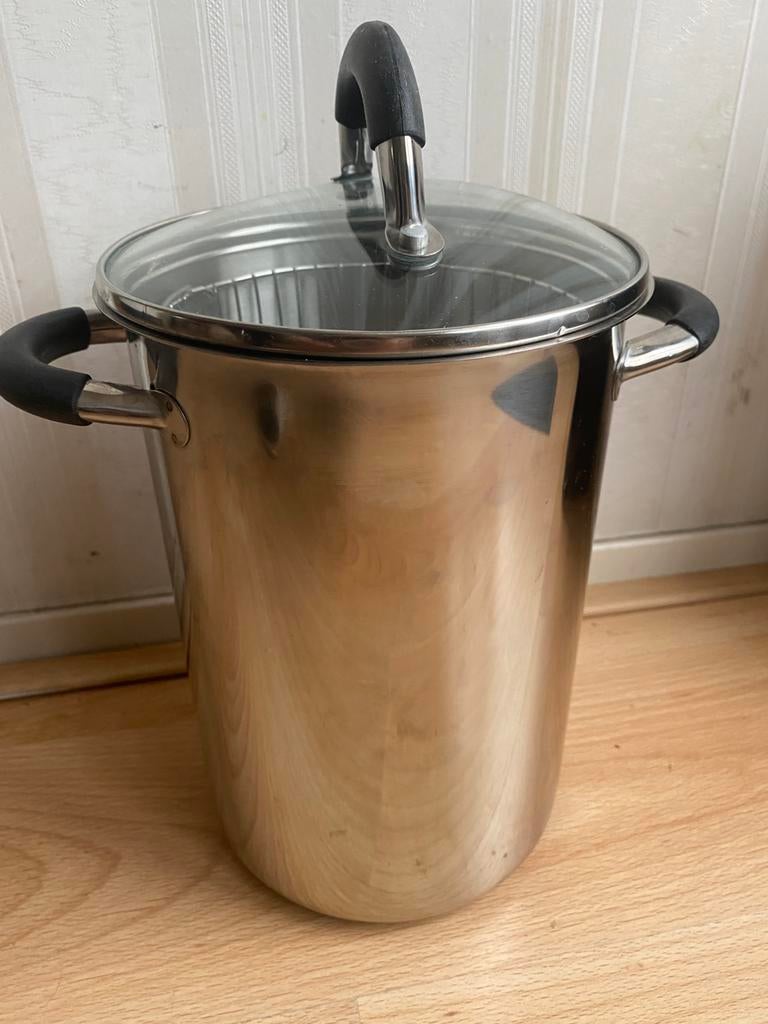 V&D Aspergepan RVS  als nieuw, Ophalen of Verzenden, Zo goed als nieuw, Rvs, Kookpan of Snelkookpan