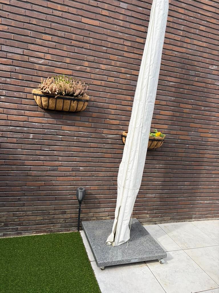 Garden Impressions Parasol 350x350 met voet, Ophalen, Verstelbaar, Gebruikt, Zweefparasol