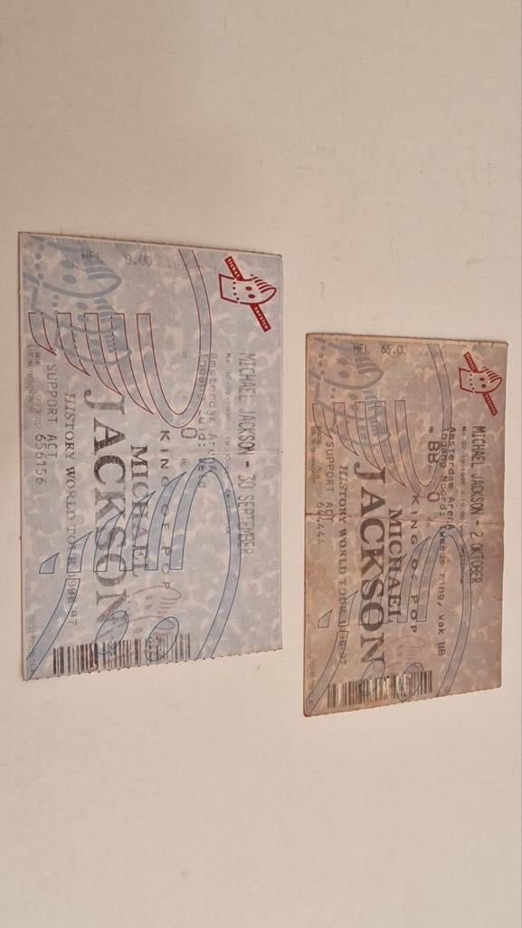 2 Michael Jackson concert live tour tickets kaartjes HIStory, Verzamelen, Muziek, Artiesten en Beroemdheden, Ophalen of Verzenden