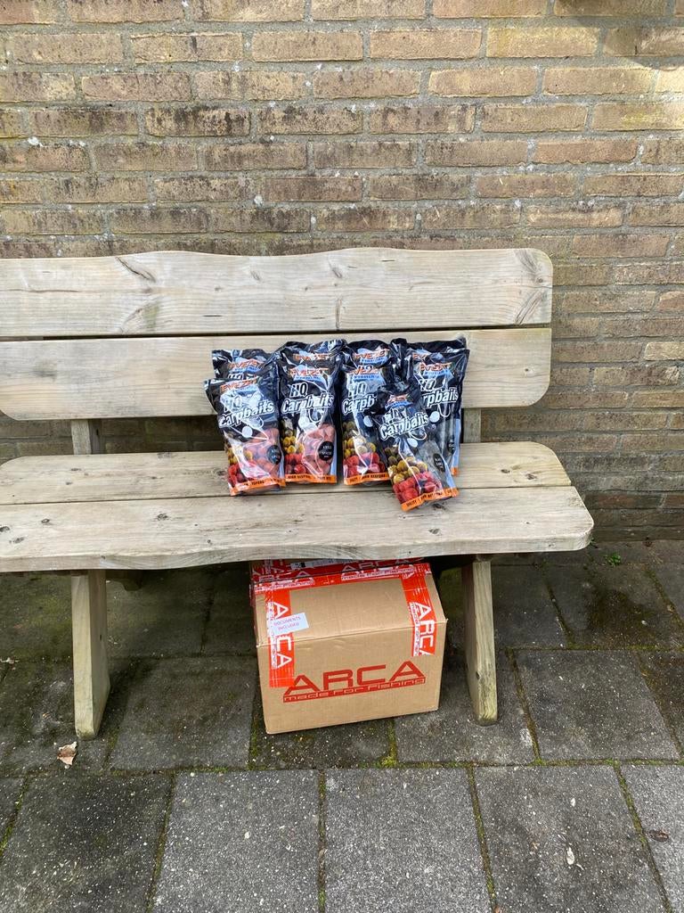 Karton Opruiming. 9 zakken Evezet Boillies 20mm, D, Overige typen, Nieuw, Ophalen of Verzenden