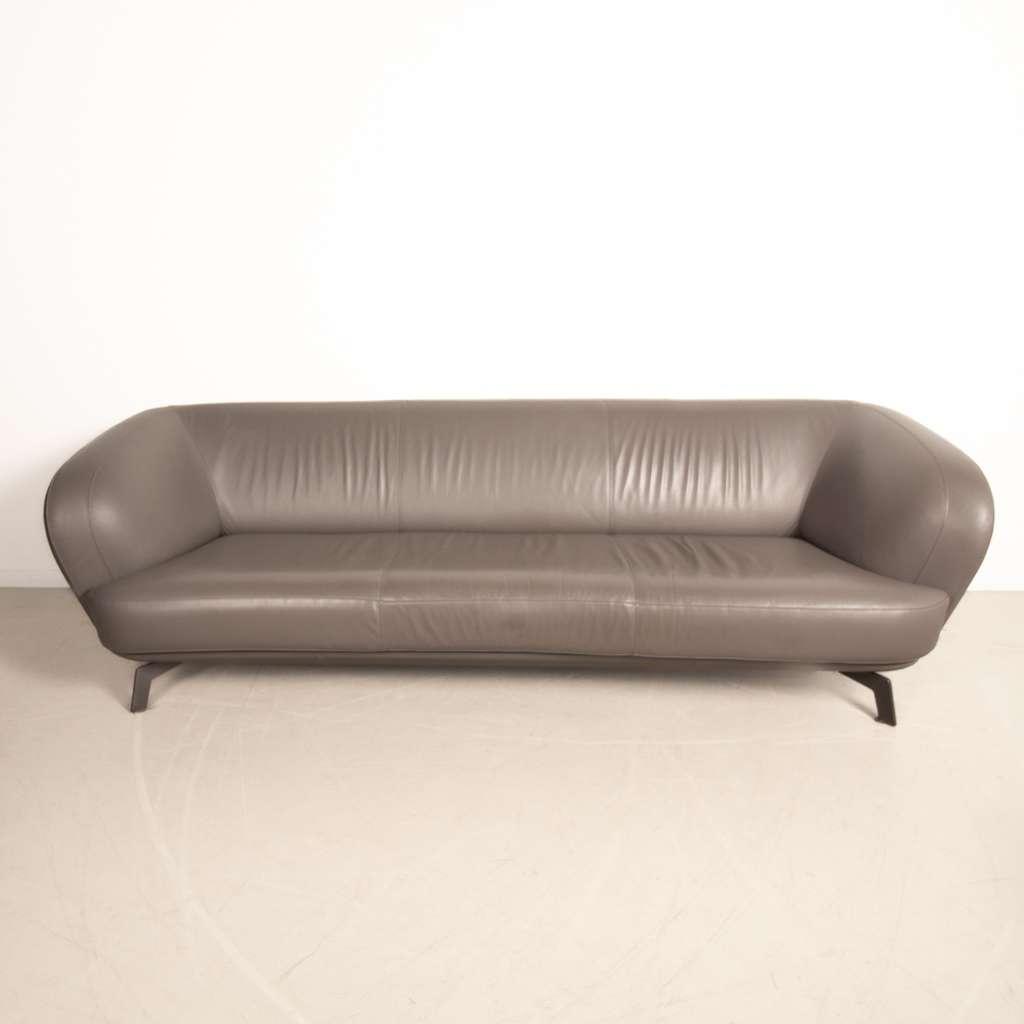 Leolux Flint 3,5-zits Bank Grijs Leer