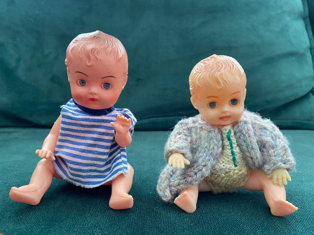 Poppetjes vintage jaren 60 - 18 en 14 cm, Ophalen of Verzenden, Gebruikt, Pop
