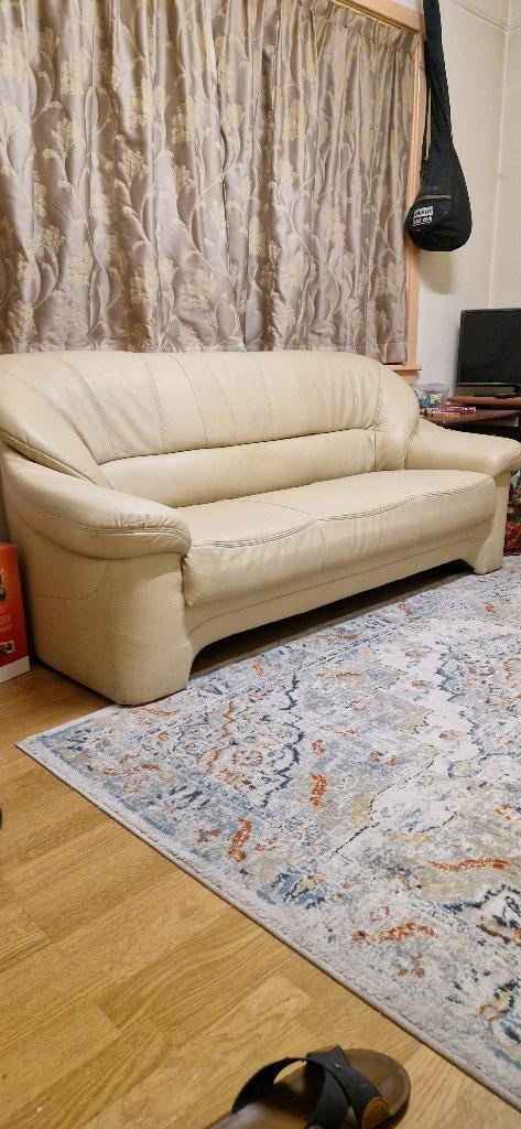 Lederen bankstellen set, Ophalen, Gebruikt, 150 tot 200 cm, Driepersoons