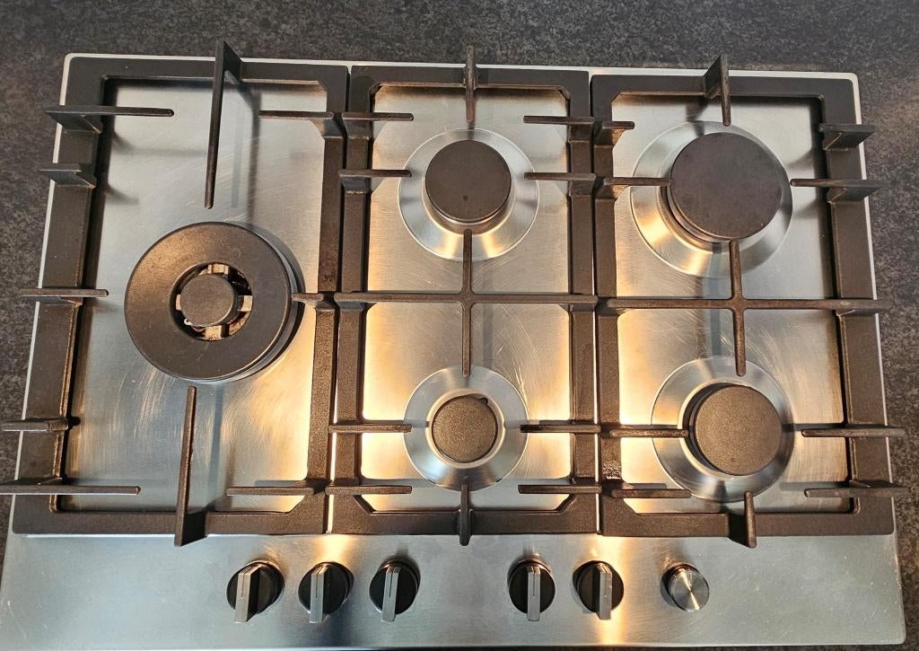 Bosch Gaskookplaat Serie 6, 75 cm, Inox PCS7A5M90N, Witgoed en Apparatuur, Kookplaten, Zo goed als nieuw, Inbouw, Gas, 4 kookzones