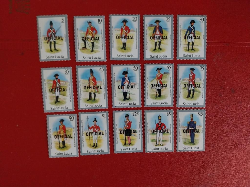St Lucia dienst 13-27 uniformen 1985 postfris mi 24 eu, Postzegels en Munten, Ophalen of Verzenden, Dier of Natuur