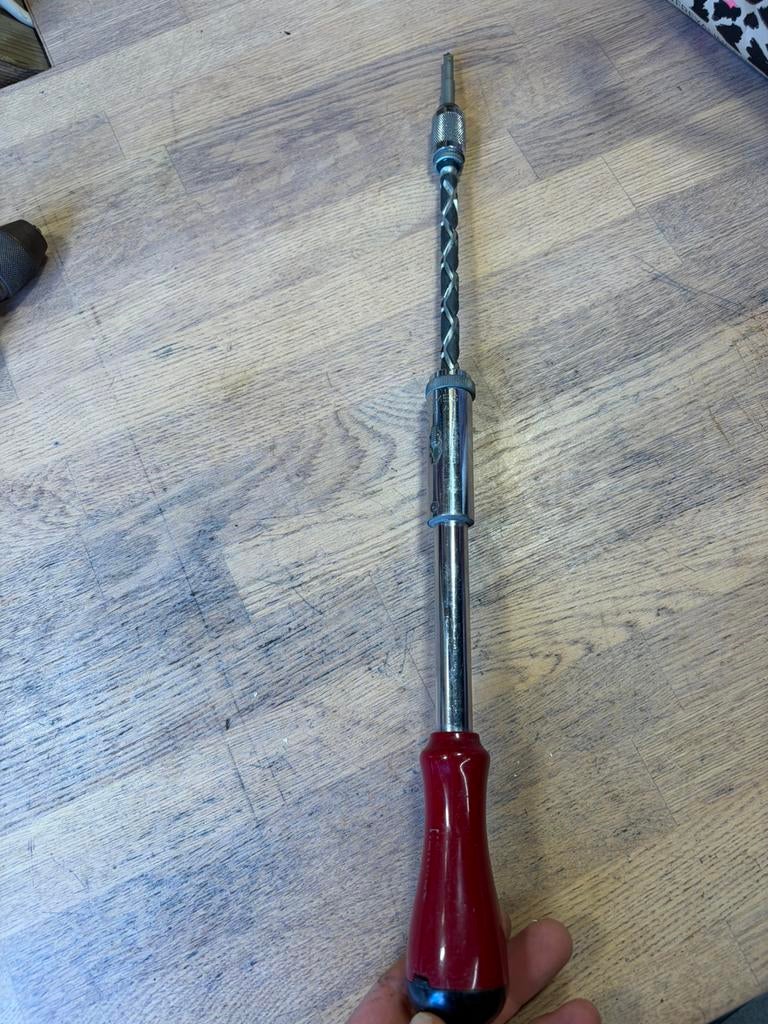 Vintage hand push boor / spiraalboor – met ratel –, Antiek en Kunst, Ophalen of Verzenden