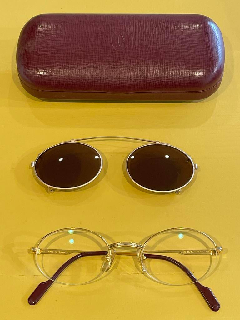 Cartier Bril met Clip-on Zonnebril - Vintage, Ophalen of Verzenden, Zo goed als nieuw, Bril, Overige merken