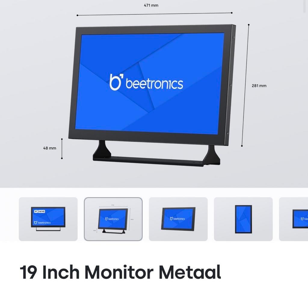 Beetronics 17 inch Monitor Metaal -2 stuks - Nieuw in Doos, Computers en Software, Monitoren, IPS, Nieuw, Ophalen of Verzenden