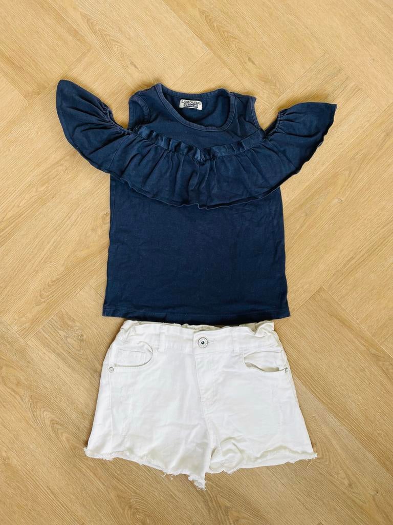 Dutch Dream Denim mooi Donkerblauw shirtje maat 128, Verzenden, Zo goed als nieuw, Meisje, Shirt of Longsleeve