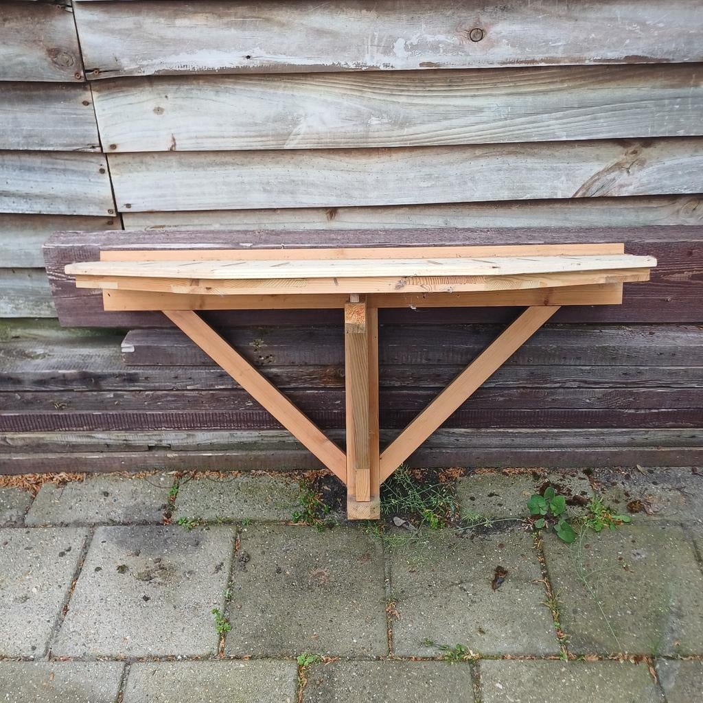 houten balkontafel - inklapbaar, Ophalen, Gebruikt, 50 tot 100 cm, Rustiek