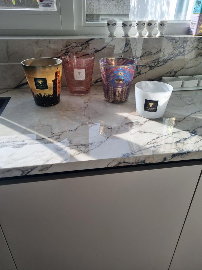 4 lege Baobab kaarsen, Huis en Inrichting, Woonaccessoires | Kandelaars en Kaarsen, Ophalen of Verzenden, Overige materialen, Minder dan 25 cm