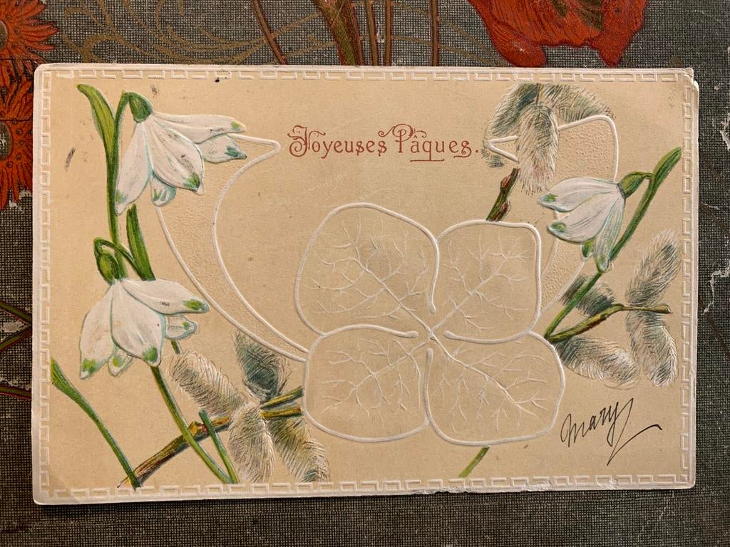 1905 Joyeuses Pâques - sneeuwklokjes, wilgenkatjes (RR), Ophalen of Verzenden, Voor 1920, Gelopen, Feest(dag)