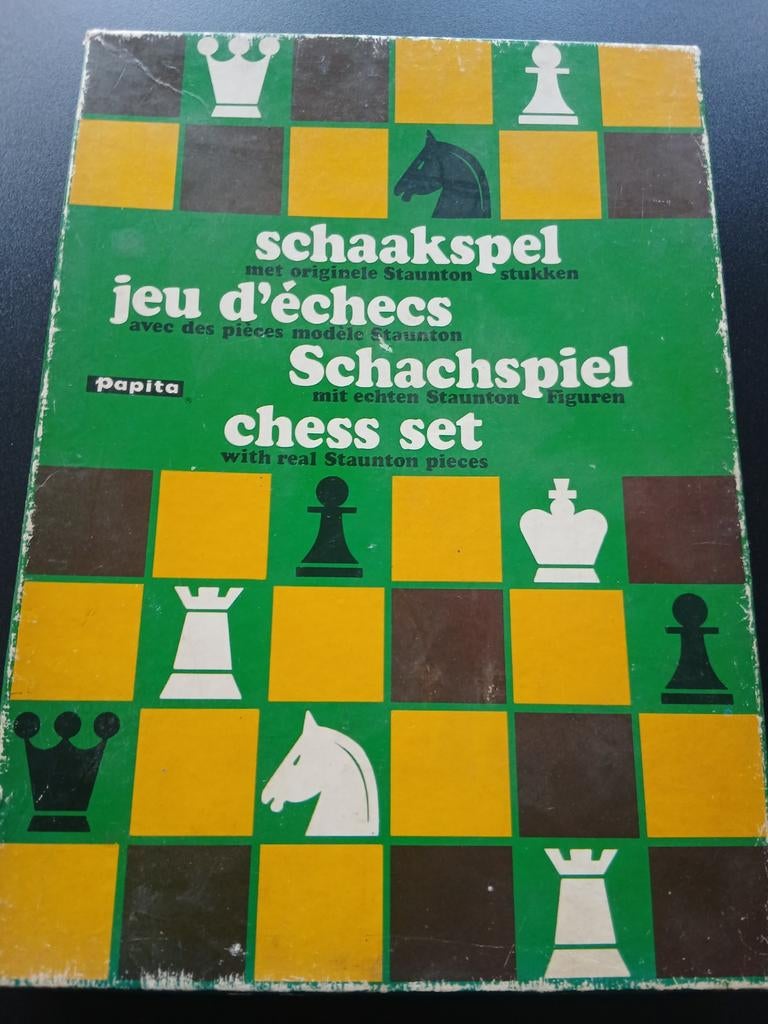 Vintage Schaakspel Papita met Staunton stukken, Ophalen of Verzenden
