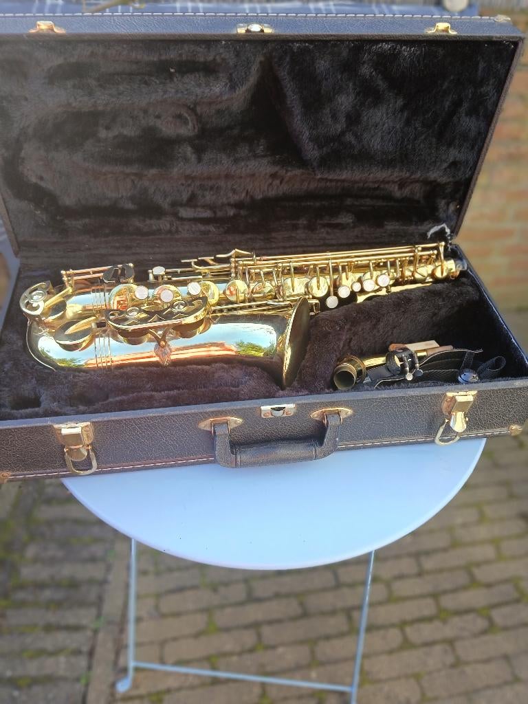 muziekinstrumenten, Muziek en Instrumenten, Blaasinstrumenten | Saxofoons, Ophalen, Gebruikt, Overige typen, Met koffer