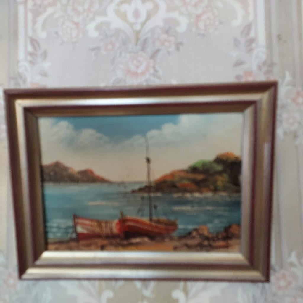 Schilderij: Twee boten aan de kust, Ophalen