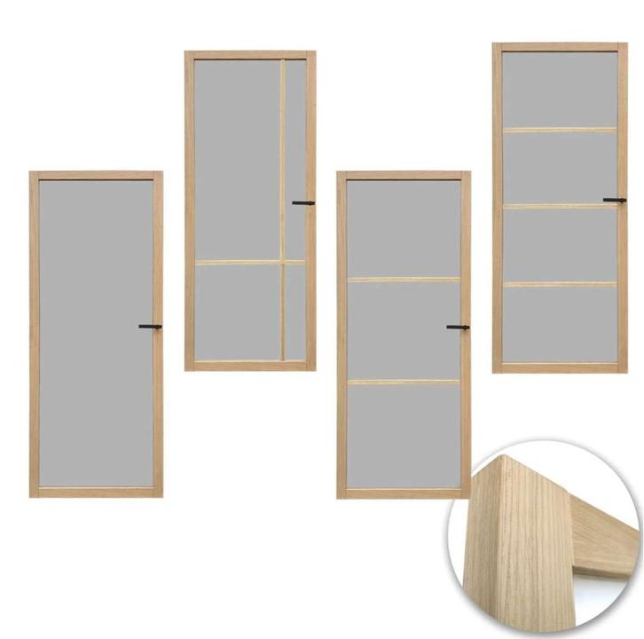 Eiken binnendeur Rossum met rookglas | VANAF 375,-, Doe-het-zelf en Verbouw, Deuren en Horren, Nieuw, Binnendeur, 200 tot 215 cm