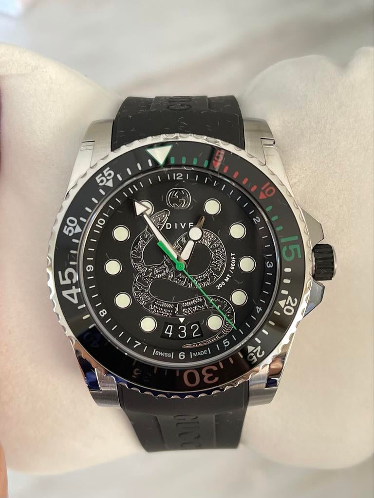 Gucci Snake Dive YA136217 - Nieuw en Ongedragen, Overige merken, Staal, Polshorloge, Nieuw