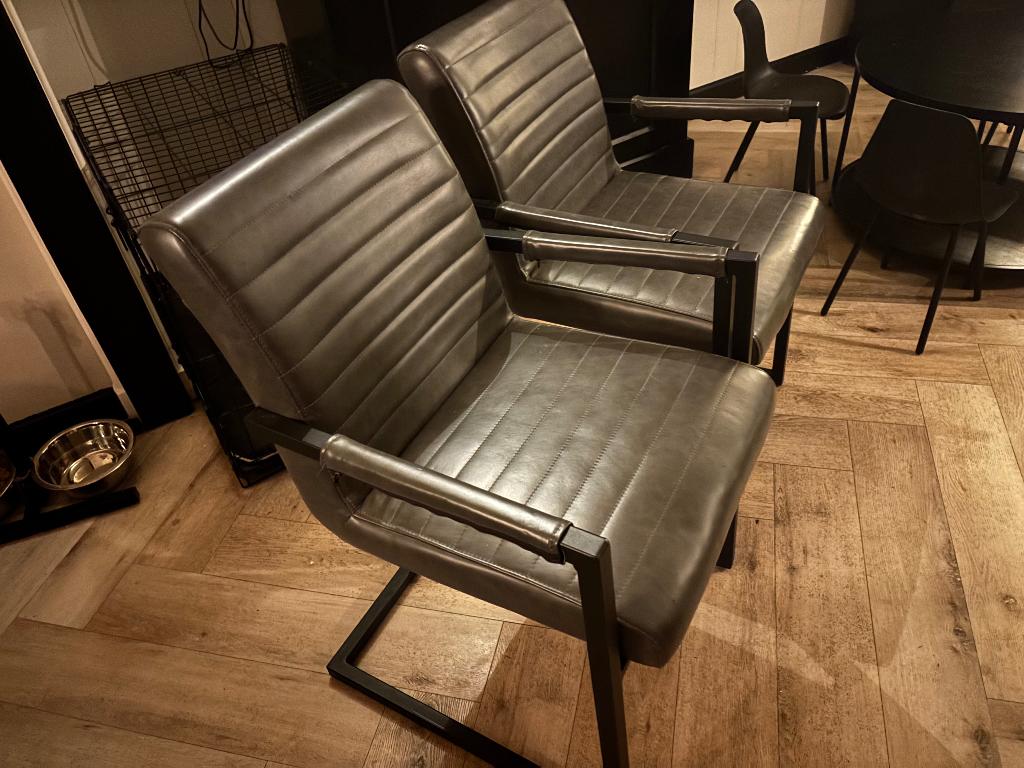 2 eetkamerstoelen, Huis en Inrichting, Stoelen, Ophalen, Twee, Nieuw, Grijs