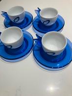 Guzzini Espresso kopjes 4x porselein blauw Made in Italië, Huis en Inrichting, Keuken | Servies, Gebruikt, Ophalen of Verzenden