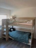 Houten stapelbed met ladder en opbergplanken, Gebruikt, 90 cm, 160 tot 180 cm, Tweepersoons