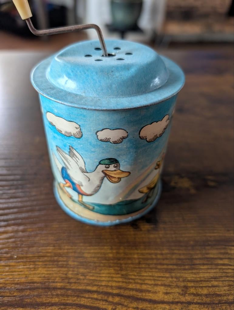 Vintage blikken muziekdoosje met eendjes, Antiek en Kunst, Antiek | Speelgoed, Ophalen of Verzenden